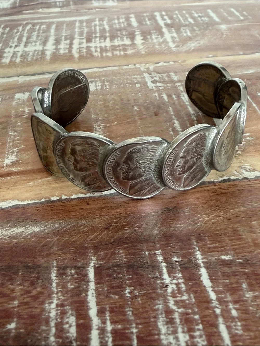 Artisan Vintage Jefferson 9 Nickels Cuff Bracelet